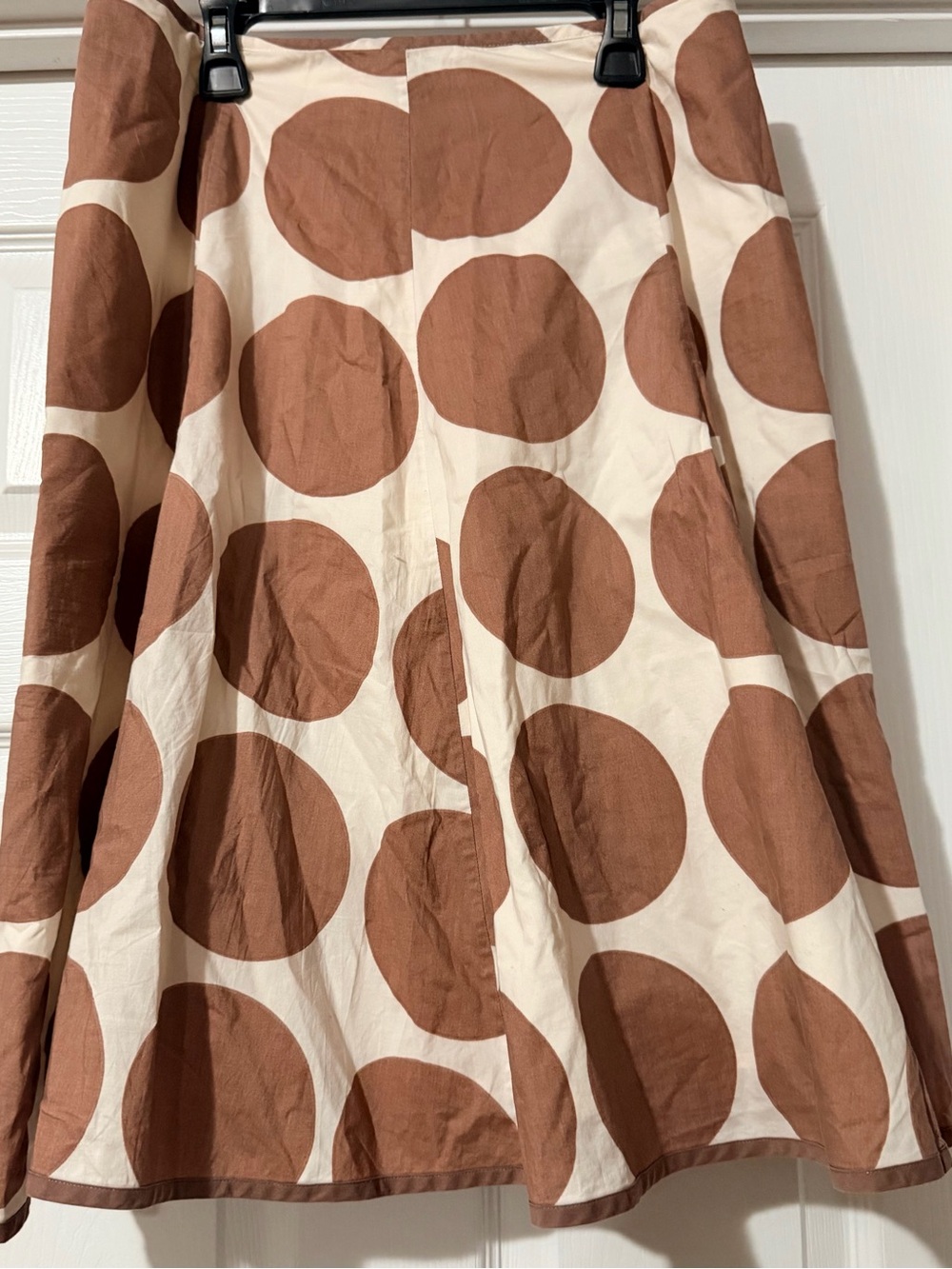 Boden Cream Midi Skirt with Brown Polka Dots